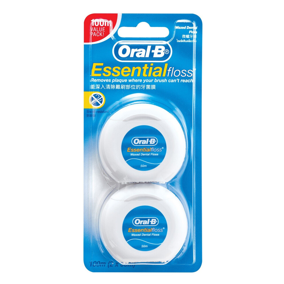 Oral B - Essential Floss Waxed Dental Floss 50m (TWIN PACK) 2'S