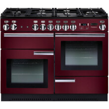 Rangemaster PROP110DFFCY/C Professional Plus Cranberry with Chrome Trim 110cm Dual Fuel Range Cooker - Red - A Rated - 91690