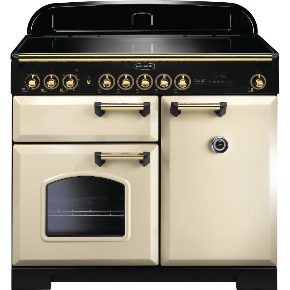 Rangemaster CDL100EICR/B Classic Deluxe Cream with Brass Trim 100cm Induction Range Cooker - A Rated - 115580