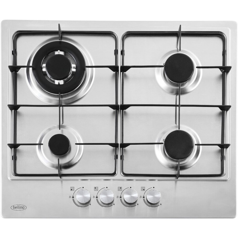 Belling GHU603RI Stainless Steel 4 Burner Gas Hob - 444411635