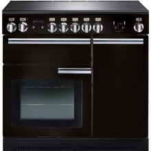 Rangemaster PROP90ECGB/C Professional Plus Gloss Black with Chrome Trim 90cm Ceramic Range Cooker - A Rated - 91830