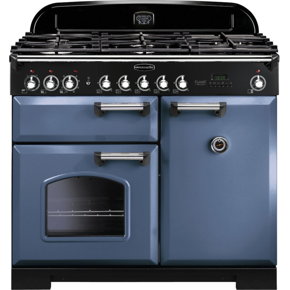 Rangemaster CDL100DFFSB/C Classic Deluxe Stone Blue 100cm Dual Fuel Range Cooker - A Rated - 127400