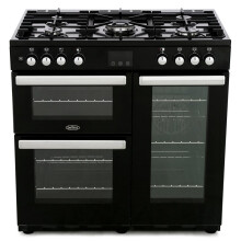 Belling Cookcentre 90DFT Black 90cm Dual Fuel Range Cooker - A Rated - 444444071