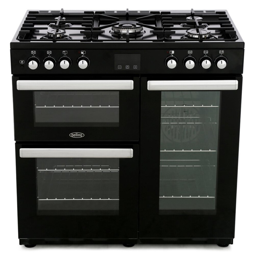 Belling Cookcentre 90DFT Black 90cm Dual Fuel Range Cooker - A Rated - 444444071