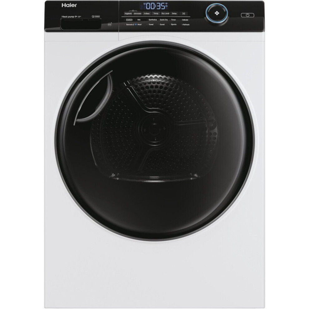 Haier White Heat Pump Tumble Dryer - 9Kg - A+++ Rated - Freestanding - Hd90-A3959
