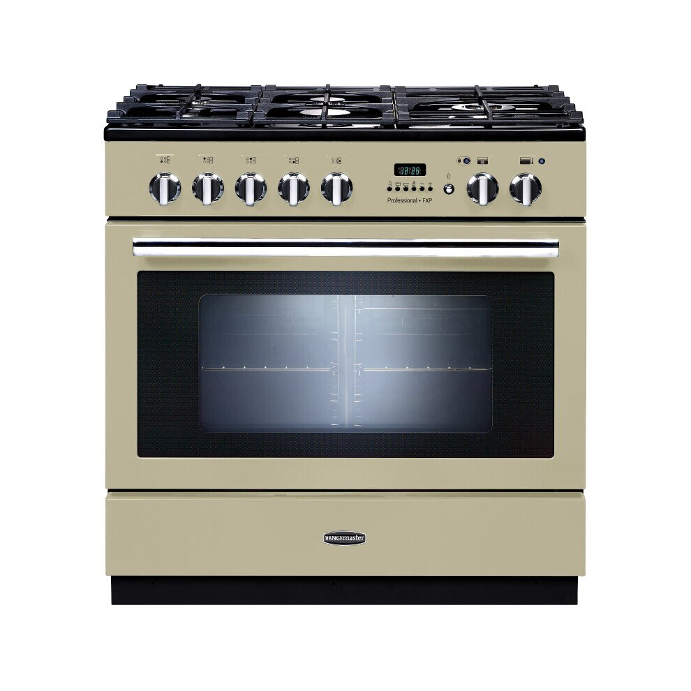 Rangemaster PROP90FXPDFFCR/C Professional Plus FXP Cream with Chrome Trim 90cm Dual Fuel Range Cooker - A Rated - 92740