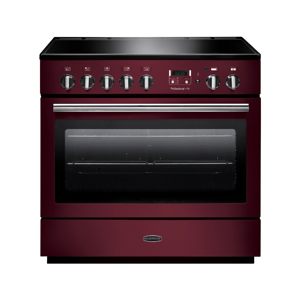 Rangemaster Prop90fxeicy/C Professional Plus Fx Cranberry With Chrome Trim 90Cm Induction Range Cooker - A Rated - 96330 Red