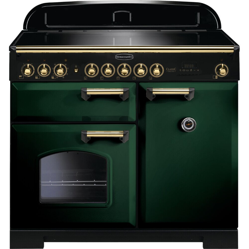 Rangemaster CDL100EIRG/B Classic Deluxe Racing Green with Brass Trim 100cm Induction Range Cooker - A Rated - 114000