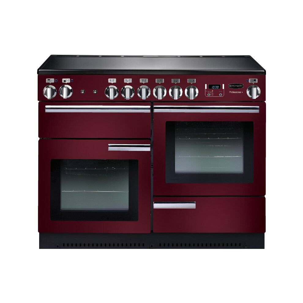 Rangemaster PROP110ECCY/C Professional Plus Cranberry with Chrome Trim 110cm Ceramic Range Cooker - Red - A Rated - 91890