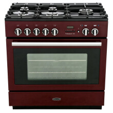 Rangemaster PROP90FXPDFFCY/C Professional Plus FXP Cranberry with Chrome Trim 90cm Dual Fuel Range Cooker - Red - A Rated - 92760