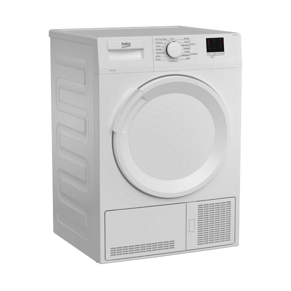 Beko Dtlce80041w 8Kg Condenser Tumble Dryer - White, Freestanding, B Rated, 15 Programs, Anti-Crease