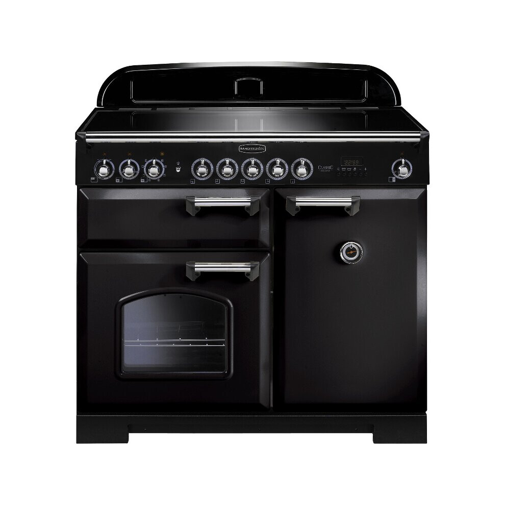 Rangemaster CDL100EIBL/C Classic Deluxe Black with Chrome Trim 100cm Induction Range Cooker - A Rated - 95920