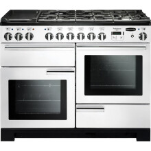 Rangemaster PDL110DFFWH/C Professional Deluxe White with Chrome Trim 110cm Dual Fuel Range Cooker - A Rated - 98940