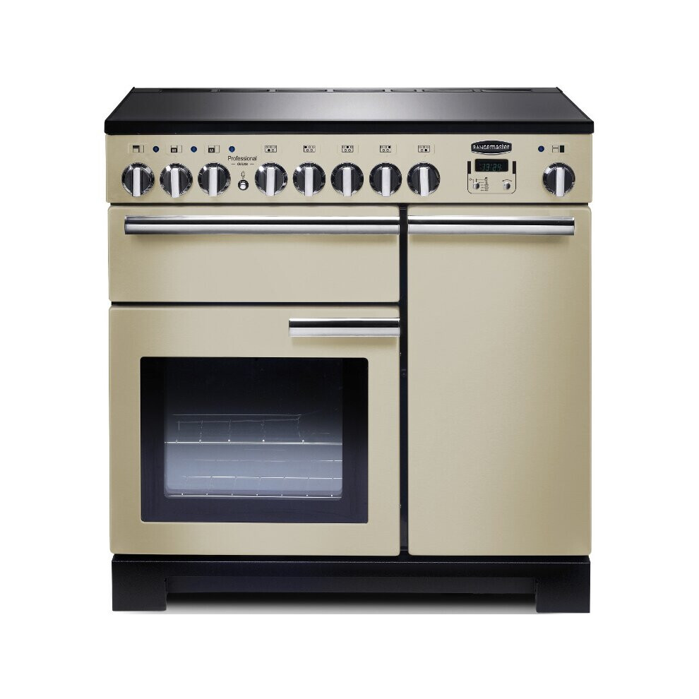 Rangemaster PDL90EICR/C Professional Deluxe Cream with Chrome Trim 90cm Induction Range Cooker - A Rated - 97880