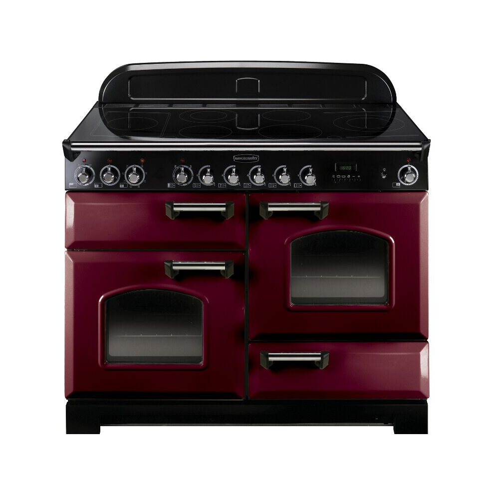 Rangemaster CDL110ECCY/C Classic Deluxe Cranberry with Chrome Trim 110cm Ceramic Range Cooker - Red - A Rated - 84440