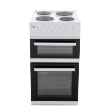 Beko Solid Plate Electric Cooker with Double Oven - White - A Rated - EDP503W