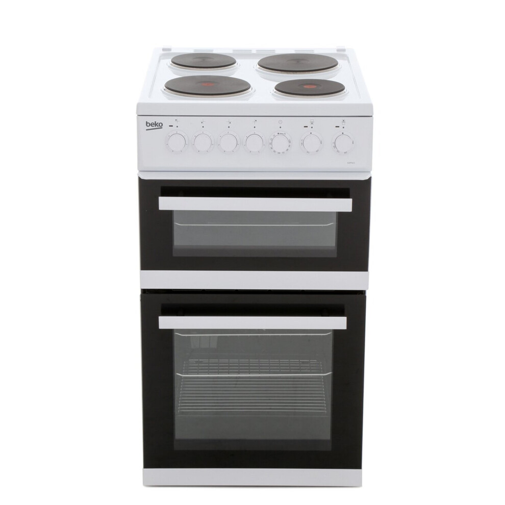 Beko Solid Plate Electric Cooker with Double Oven - White - A Rated - EDP503W