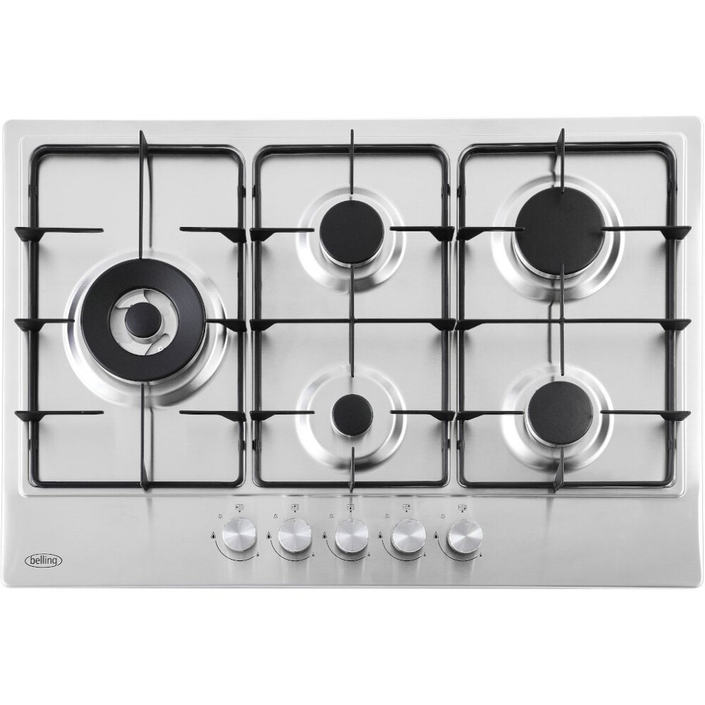 Belling GHU753RI Stainless Steel 5 Burner Gas Hob - 444411638