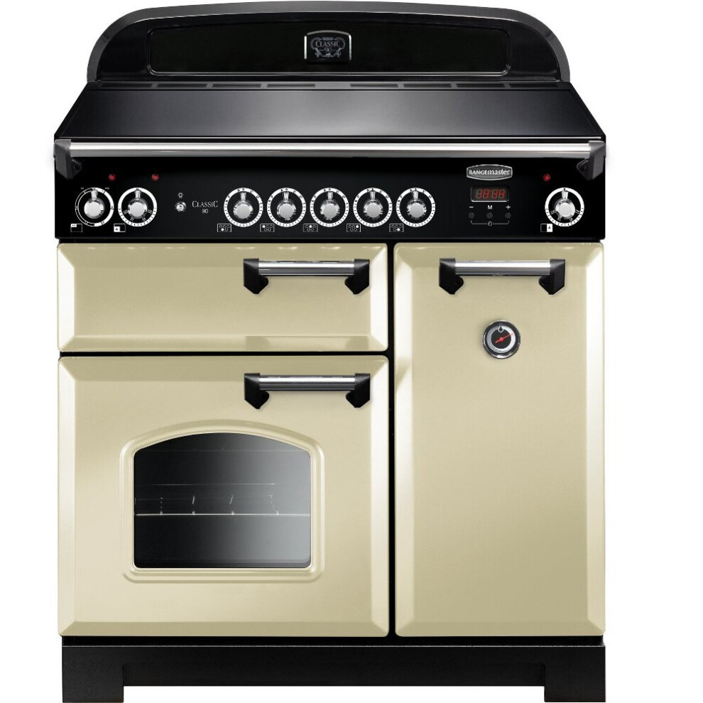 Rangemaster CLA90EICR/C Classic Cream with Chrome Trim 90cm Induction Range Cooker - A Rated - 116950