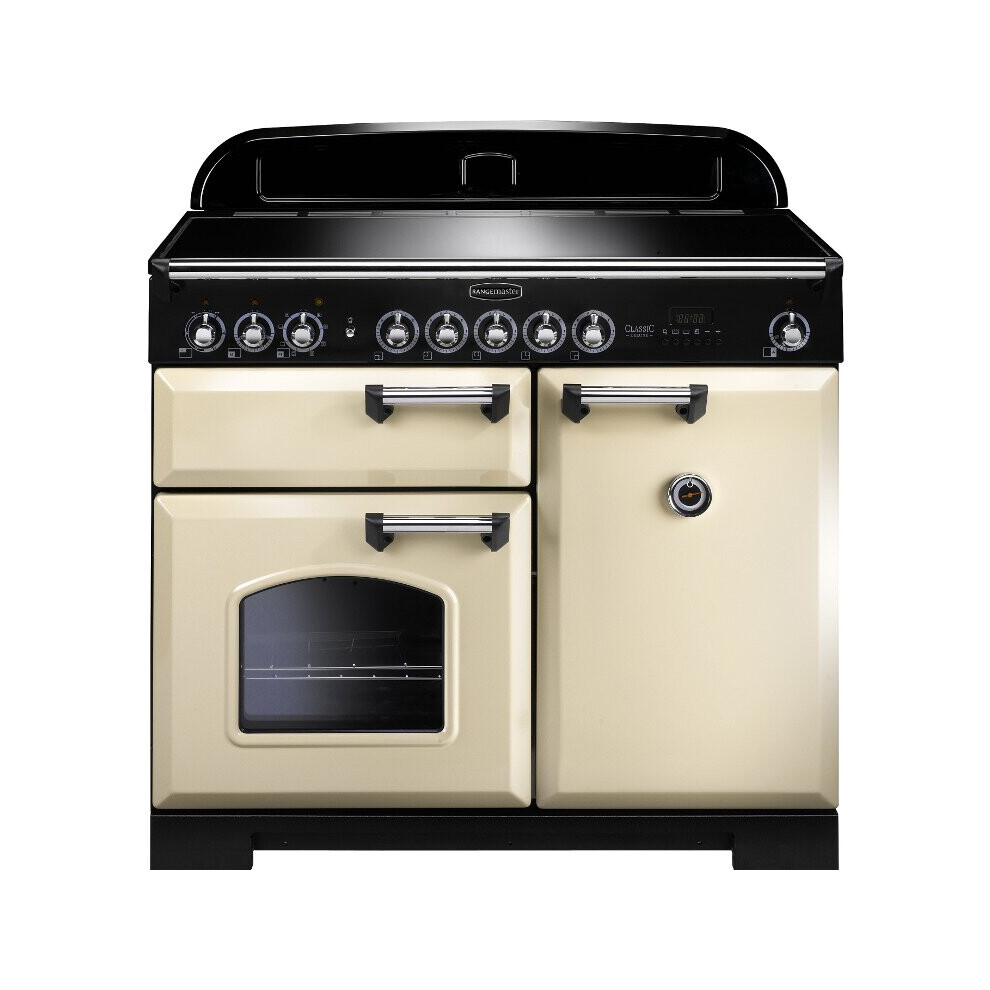 Rangemaster CDL100EICR/C Classic Deluxe Cream with Chrome Trim 100cm Induction Range Cooker - A Rated - 95930