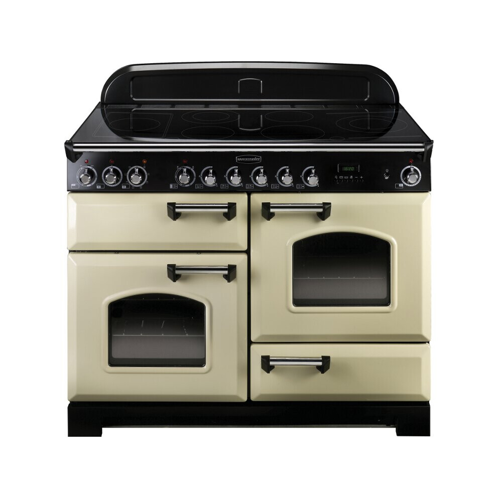 Rangemaster CDL110ECCR/C Classic Deluxe Cream with Chrome Trim 110cm Ceramic Range Cooker - A Rated - 81330