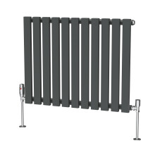 (600 x 760mm Single) NRG Horizontal Vertical Designer D-shape Radiator Single Double Panel Bathroom Central Heating Rads Anthracite