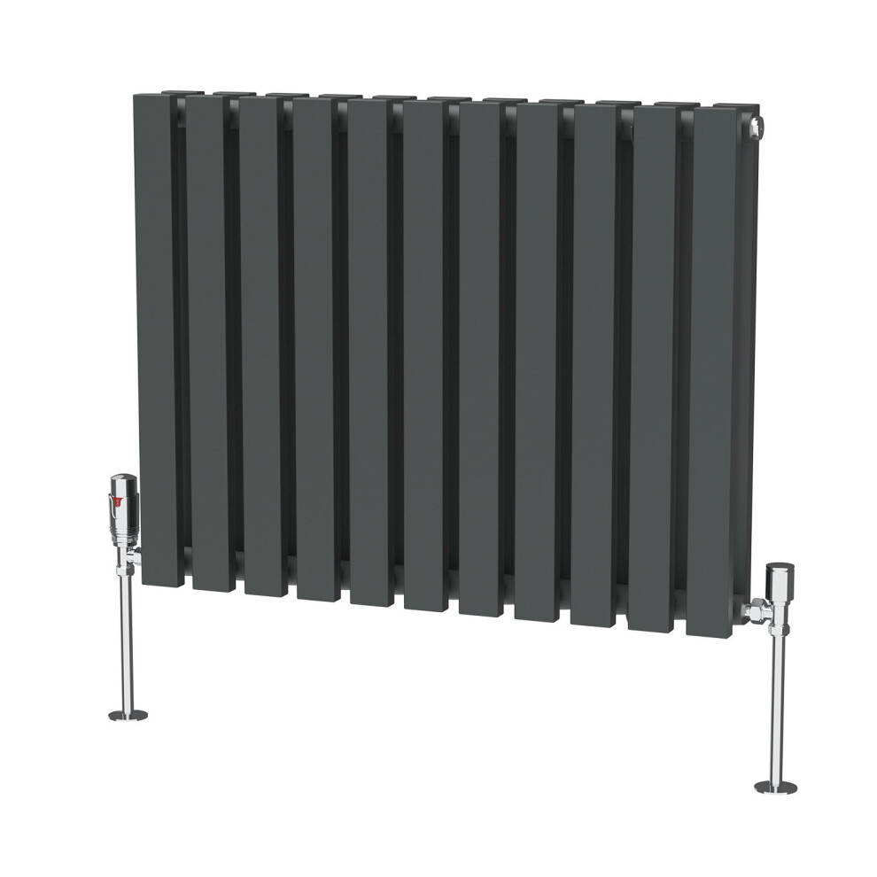 (600 x 760mm Double) NRG Horizontal Vertical Designer D-shape Radiator Single Double Panel Bathroom Central Heating Rads Anthracite