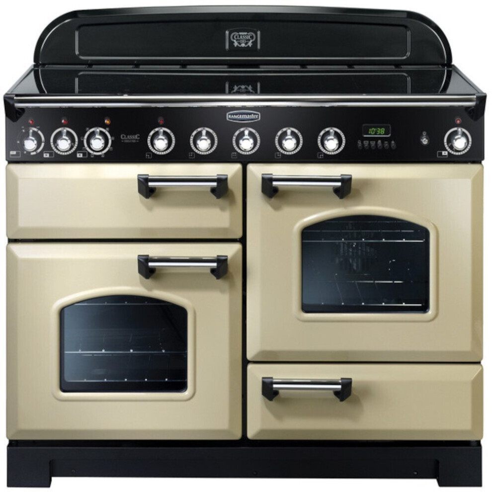 Rangemaster CDL110EICR/C Classic Deluxe Cream with Chrome Trim 110cm Induction Range Cooker - A Rated - 90390