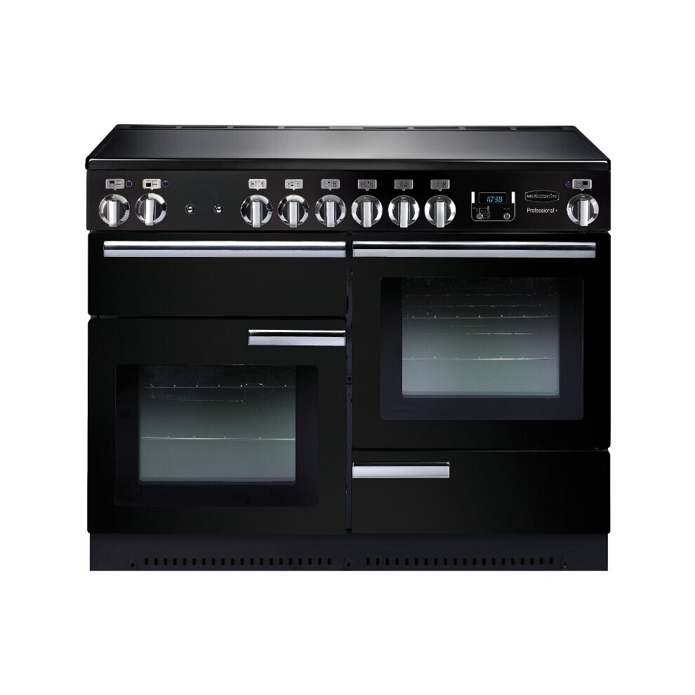 Rangemaster PROP110EIGB/C Professional Plus Gloss Black with Chrome Trim 110cm Induction Range Cooker - A Rated - 91780
