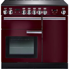 Rangemaster PROP90ECCY/C Professional Plus Cranberry with Chrome Trim 90cm Ceramic Range Cooker - Red - A Rated - 91840