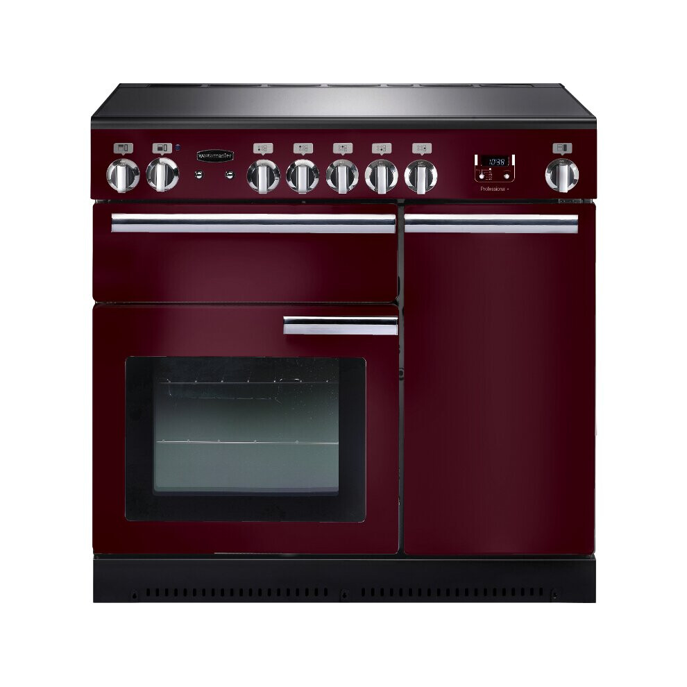Rangemaster PROP90ECCY/C Professional Plus Cranberry with Chrome Trim 90cm Ceramic Range Cooker - Red - A Rated - 91840