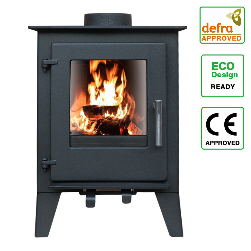 5KW Multifuel Stove Log Wood Burner Heating Fireplace Black Defra Approved Eco Design