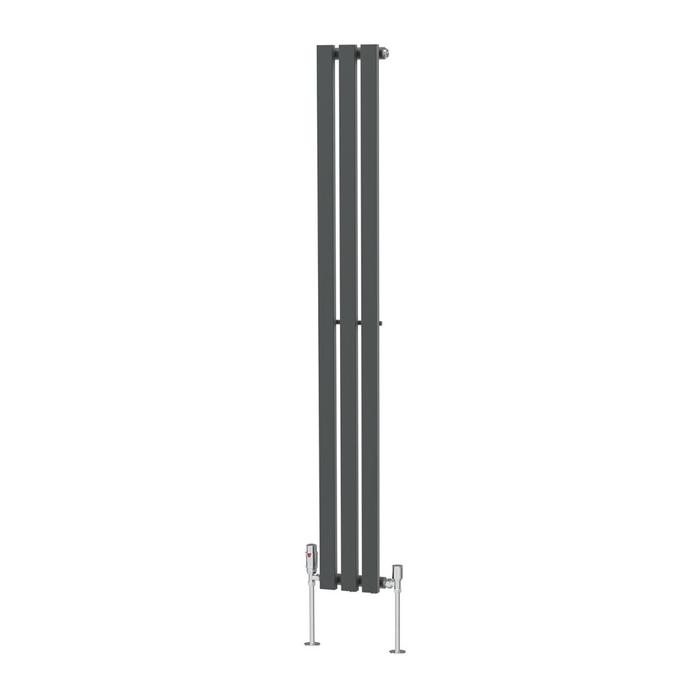 (1600 x 200mm Single) NRG Horizontal Vertical Designer D-shape Radiator Single Double Panel Bathroom Central Heating Rads Anthracite