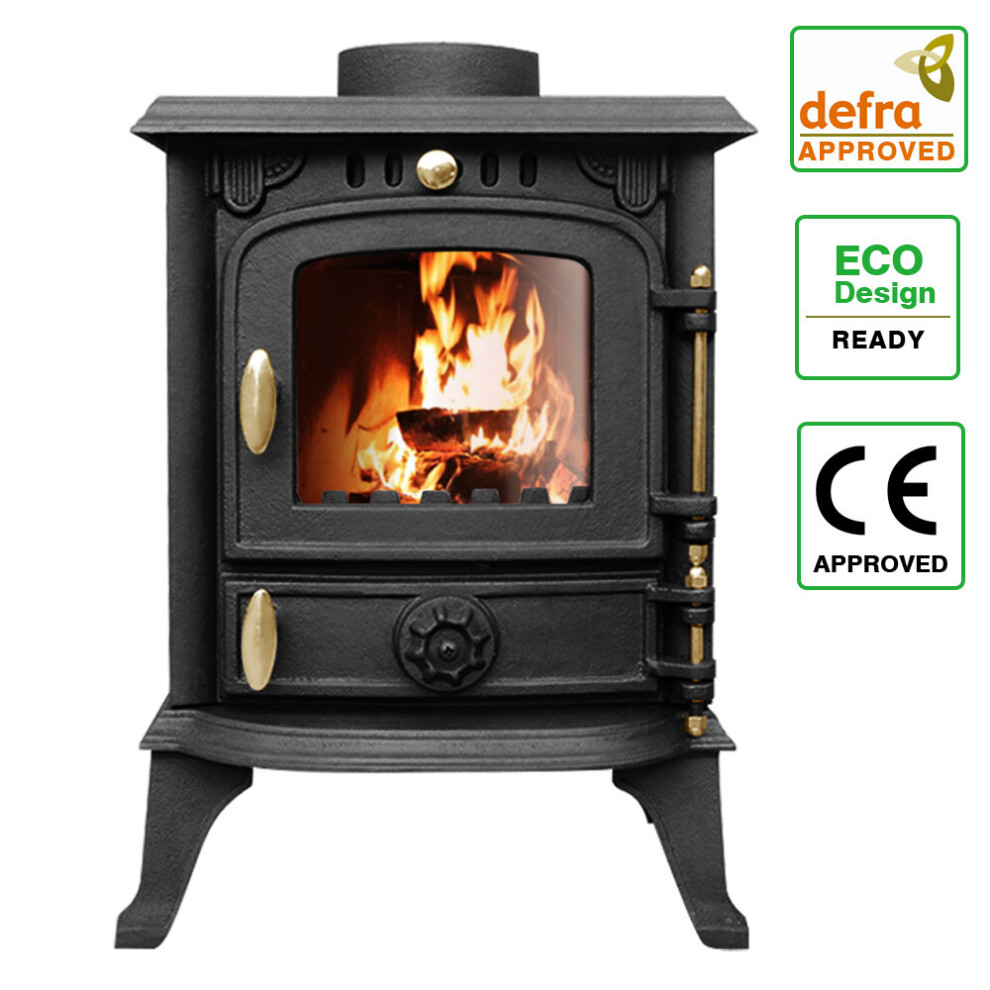 4.5KW Multifuel Stove Defra Approved Heating Fireplace Cast Iron Black Eco Design