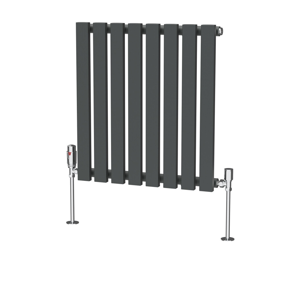 (600 x 550mm Single) NRG Horizontal Vertical Designer D-shape Radiator Single Double Panel Bathroom Central Heating Rads Anthracite