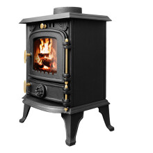 STV013S-DF: 4.5KW Multifuel Black Cast Iron Stove - DEFRA Approved, Eco Design Ready, Burns Wood & Smokeless Fuel (No Coal)