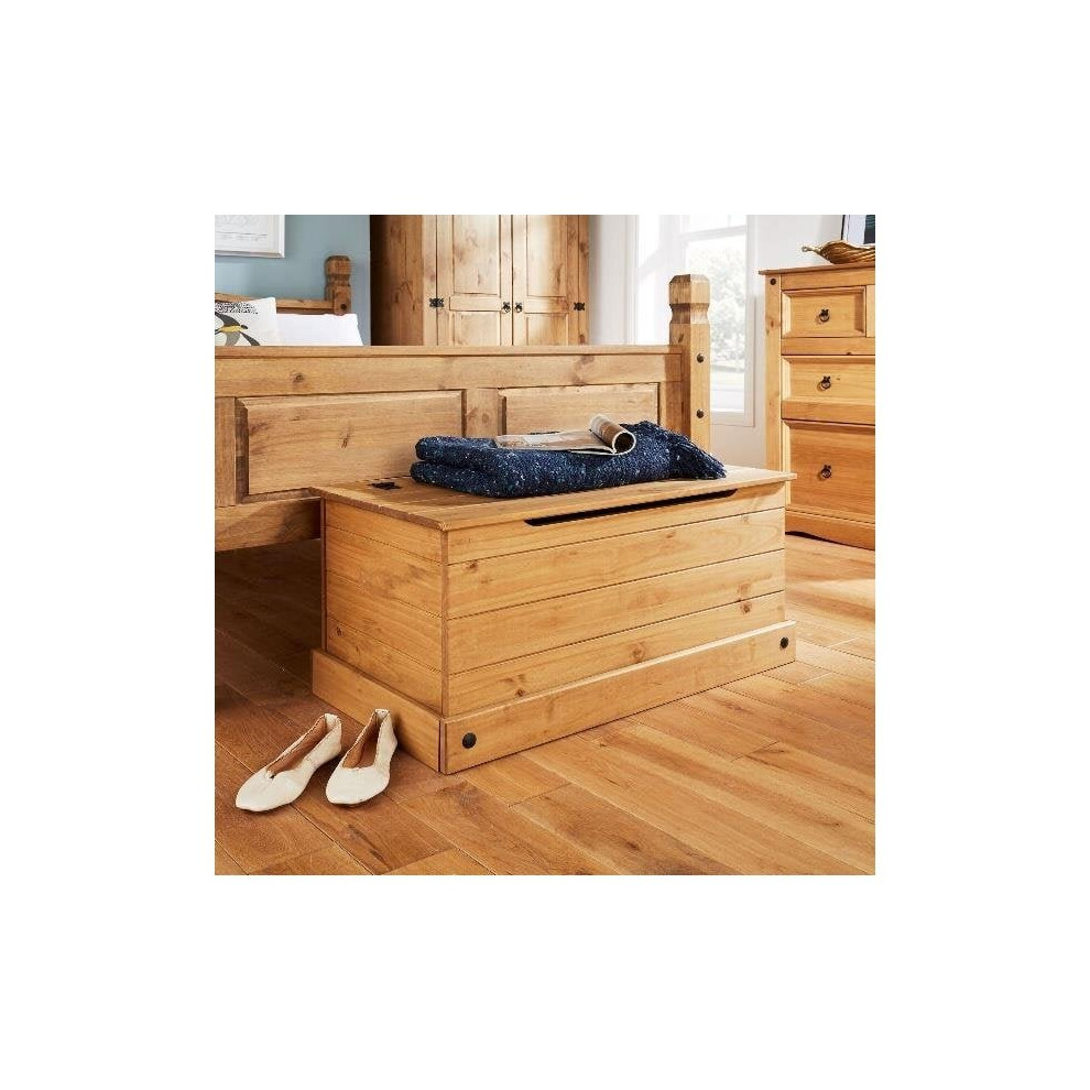 Corona Solid Pine Ottoman Single Bedding Box Toy Chest Mexican Style