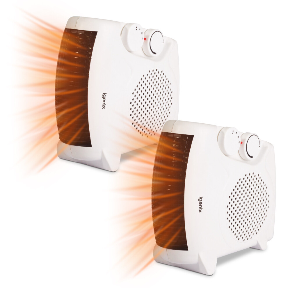 Igenix IG9010 Portable Electric Fan Heater with 2 Heat Settings, 2000 W, White, 2 Pack