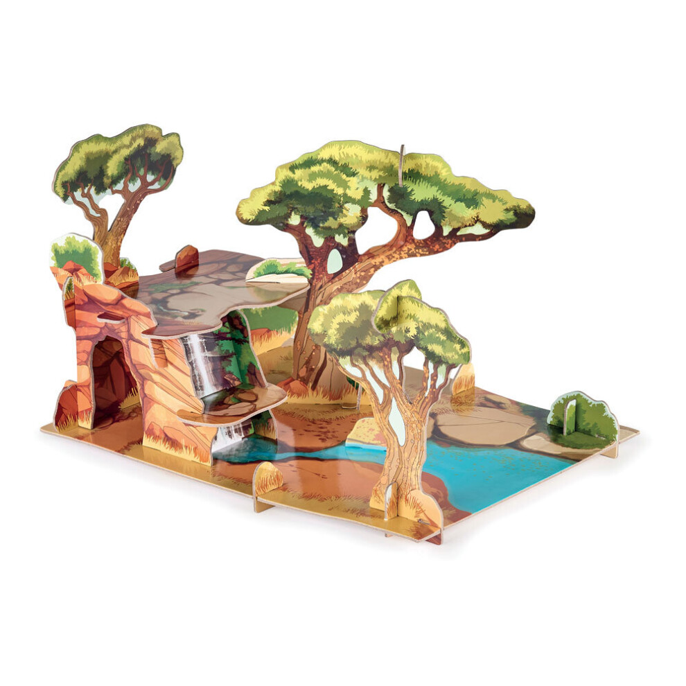 Papo Wild Animal Kingdom: The Savannah Toy Playset (60113) - Premium Cardboard Scene For Imaginative Play