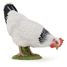 Figurina galinha bicando branca