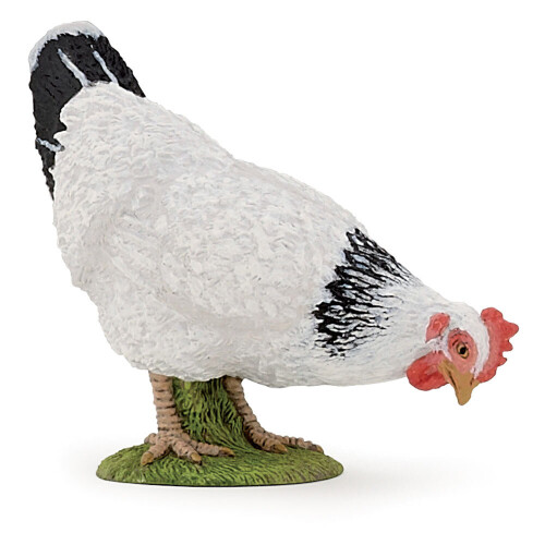 Figurina galinha bicando branca