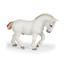 Figurinha - PAPO - Percheron - Pintada à mão - Branco - Para crianças a partir de 3 anos