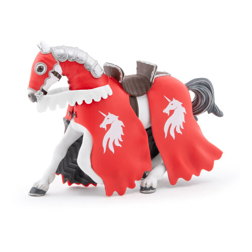Papo - Figurine Cheval du chevalier licorne rouge