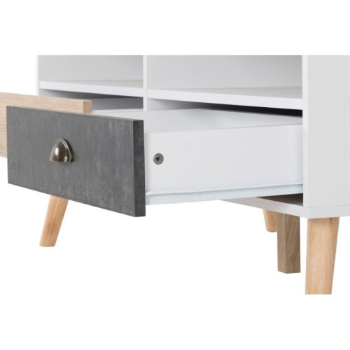 Seconique Nordic 2 Drawer Coffee table White/Distressed Effect - Metal Handles 1