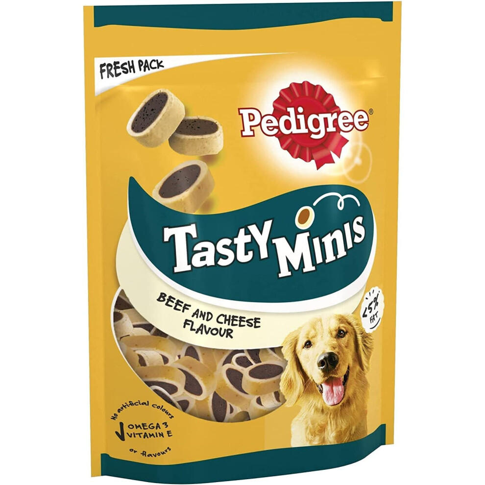 Pedigree Tasty Minis - Dog treats, cheesy nibbles with cheese and beef flavour - training treats, Pack of 8 (8 x 140 g)