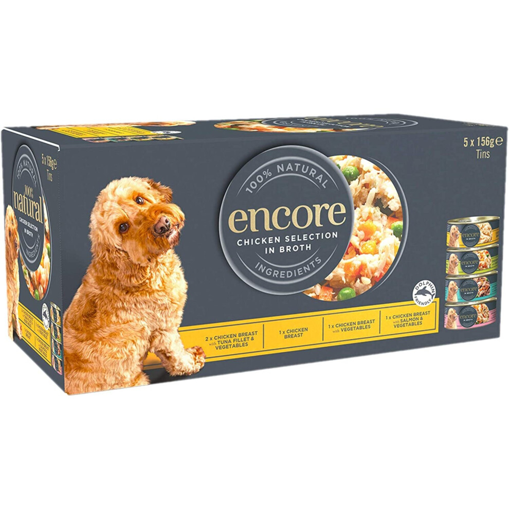 Encore 100% Natural Wet Dog Food, Chicken Selection Multipack, 5 x 156g