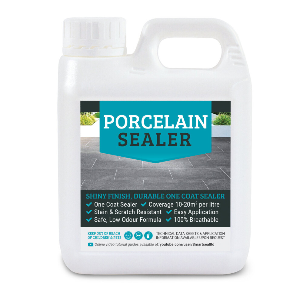 (1 Litre) Smartseal Porcelain Tile Sealer - Breathable, Ultra-Durable Protective Coating for Internal & External Porcelain/Ceramic Tiles Patios, Walls & Floors