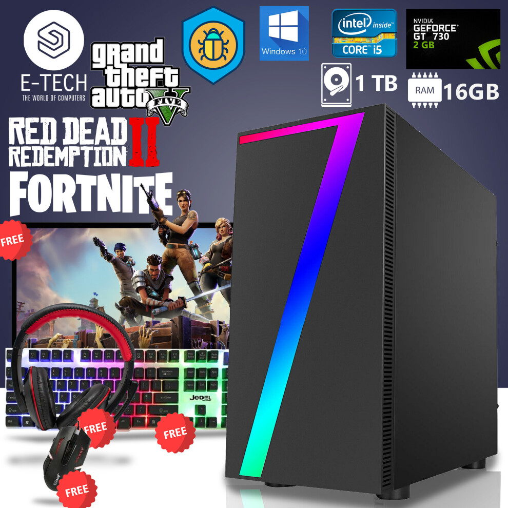 Gaming Pc Computer Bundle Intel Quad Core I5 16Gb 1Tb Win 10 2Gb Gt730 5060936451227