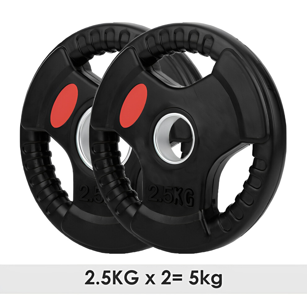 (2.5Kg x 2 = 5Kg) Standard 1 Inch Tri-Grip Rubber Weight Plates