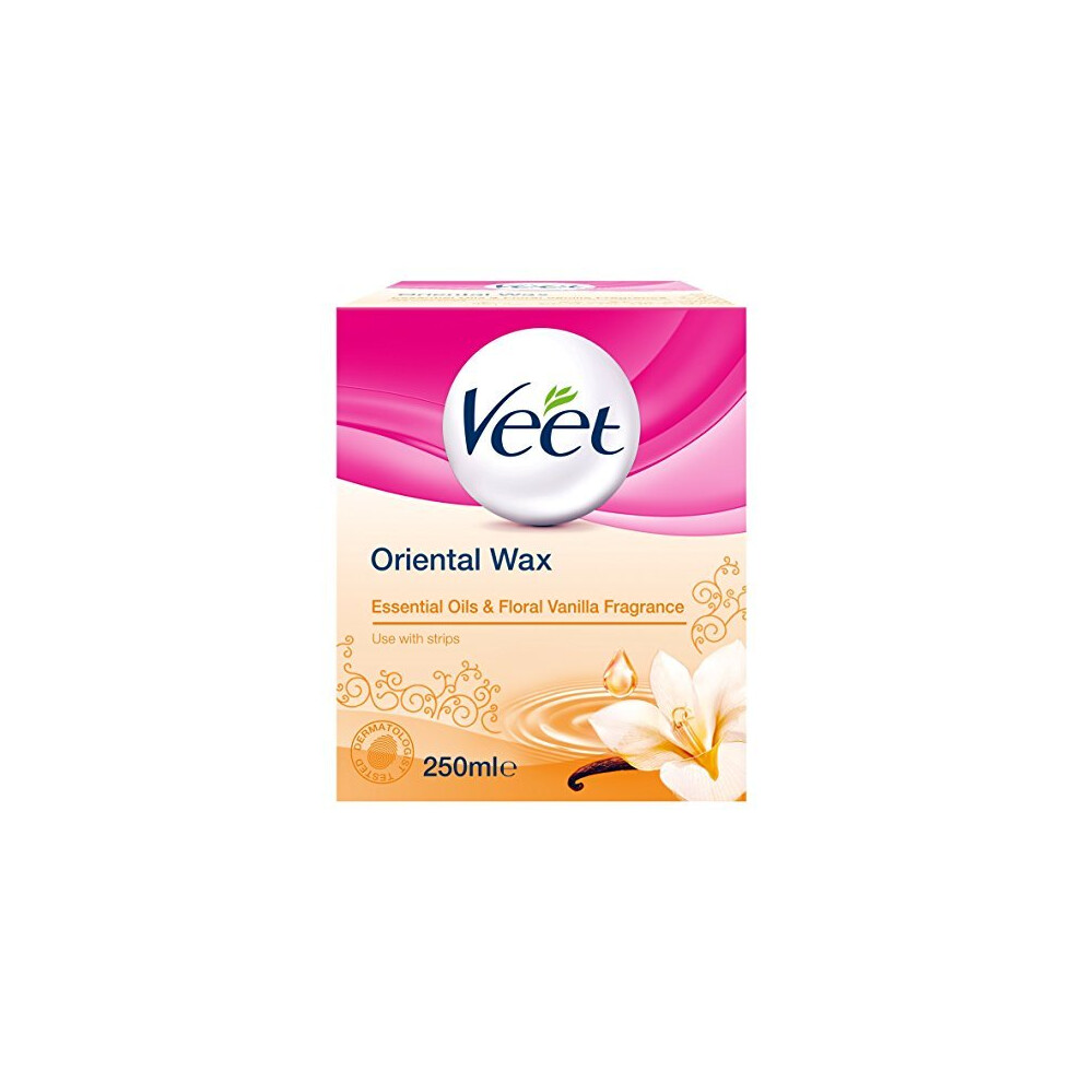 Veet Essential Oils and Floral Vanilla Hot Wax Microwavable Jar, Waxing Kit, 250 ml, multicolor, (Pack of 1)